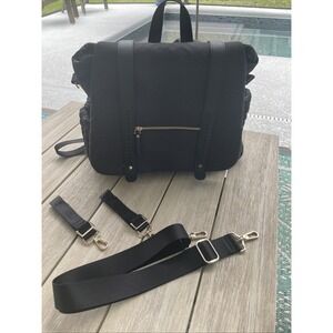 Sewboo Backpack Diaper Bag Black 9 Pockets‎ Straps And Carry Straps